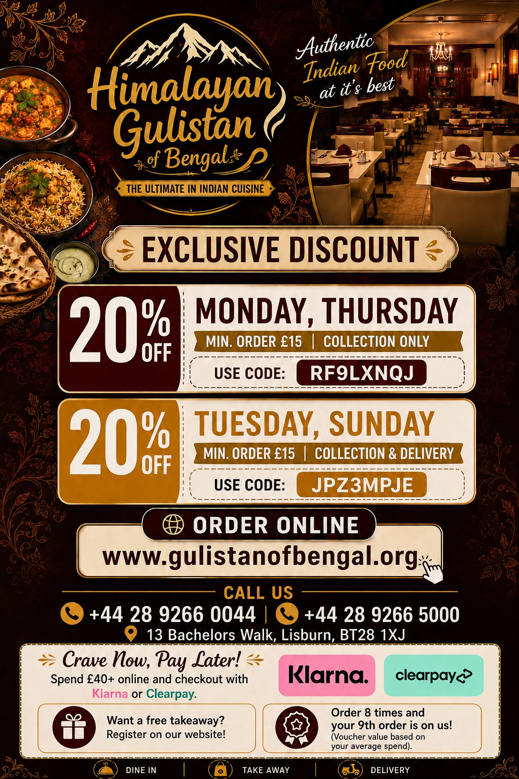 20% Off Indian Takeaway Lisburn | Gulistan of Bengal
